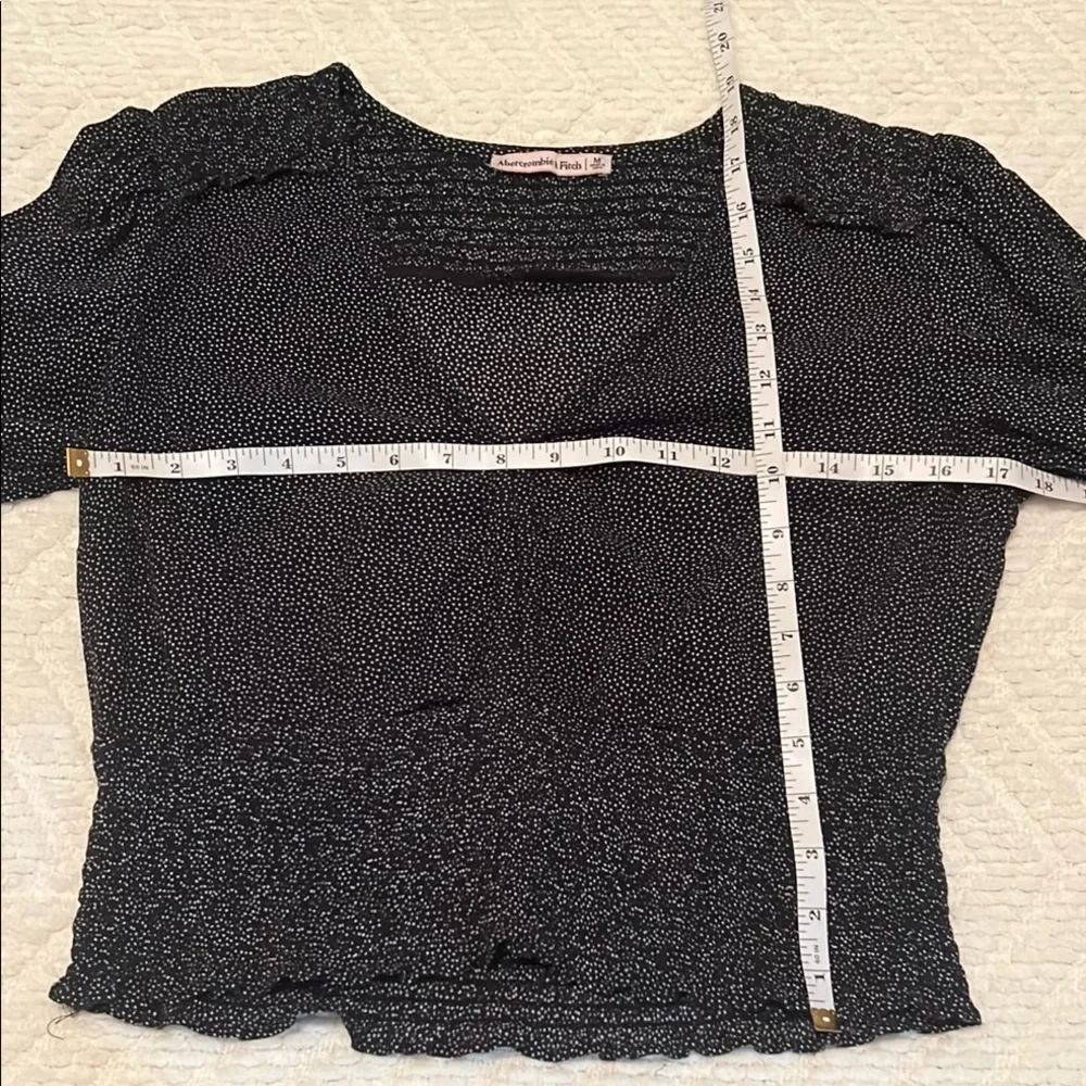 Abercrombie & Fitch Blouse Top Shirt Smock Puff Black White Dot Crop Halter